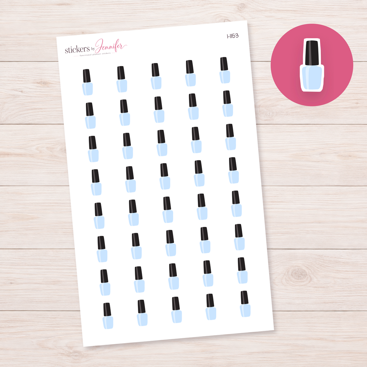 Pale Blue Nail Polish Bottle Planner Stickers | I-1153