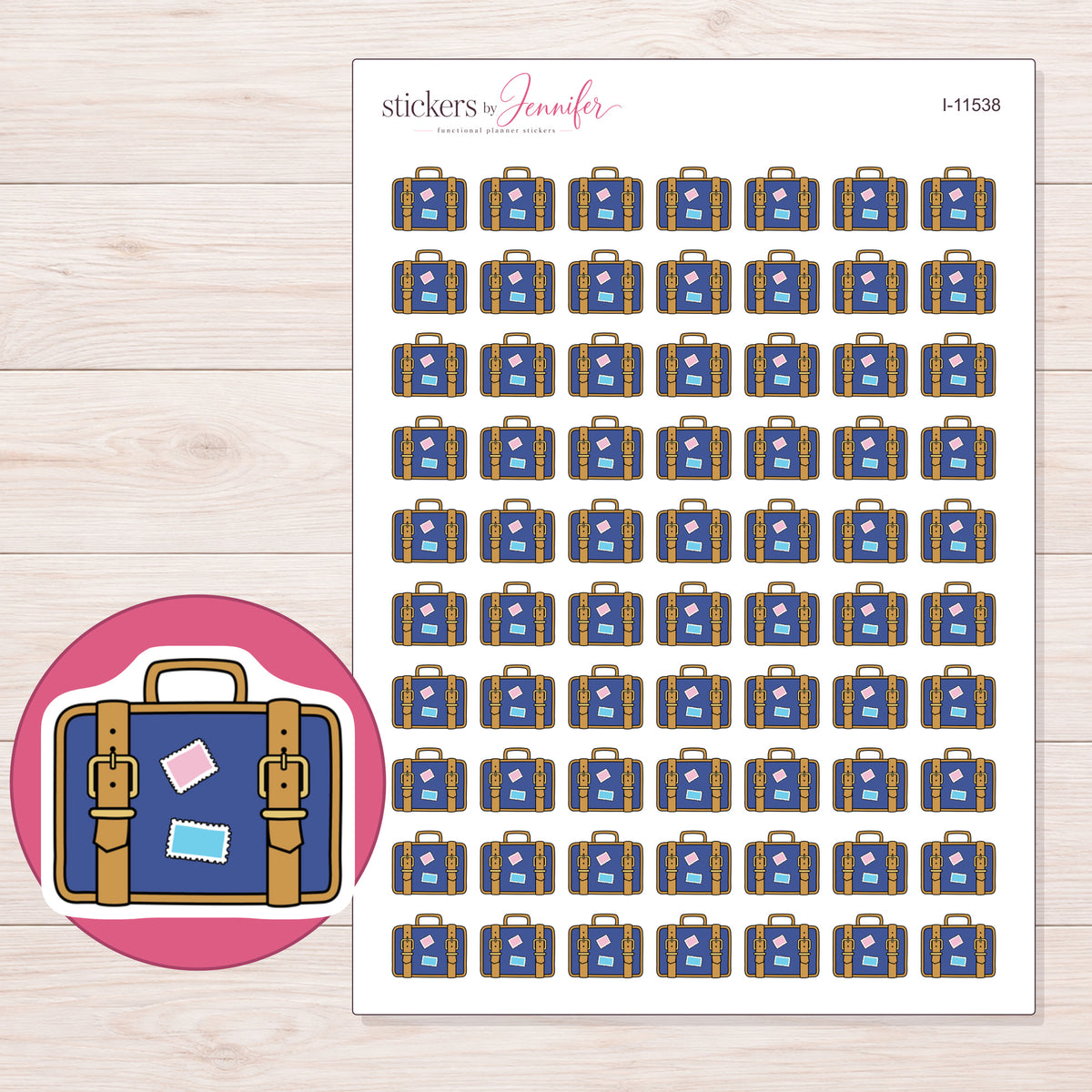 I-11538 planner sticker sheet with enlarged sticker detail