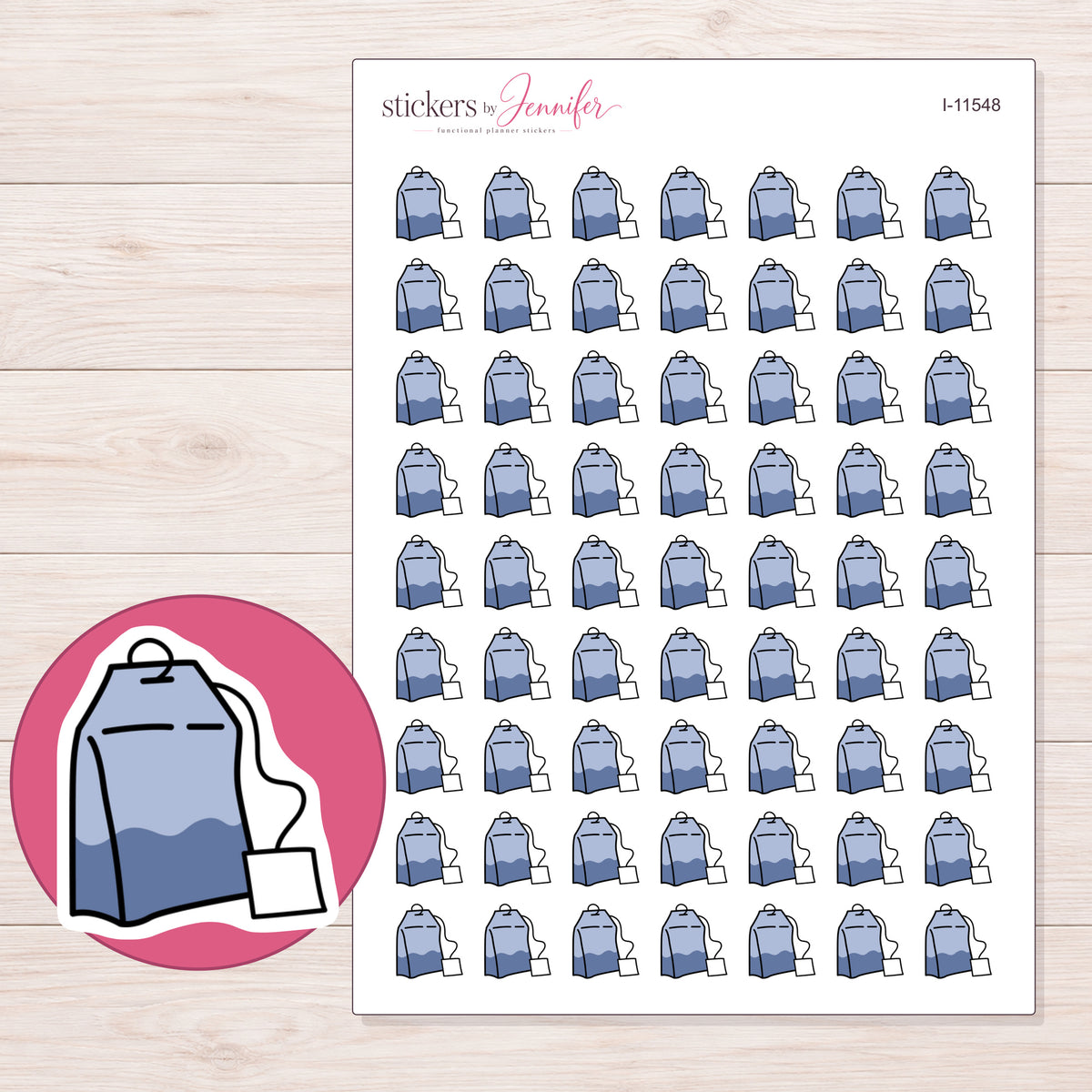 I-11548 planner sticker sheet with enlarged sticker detail