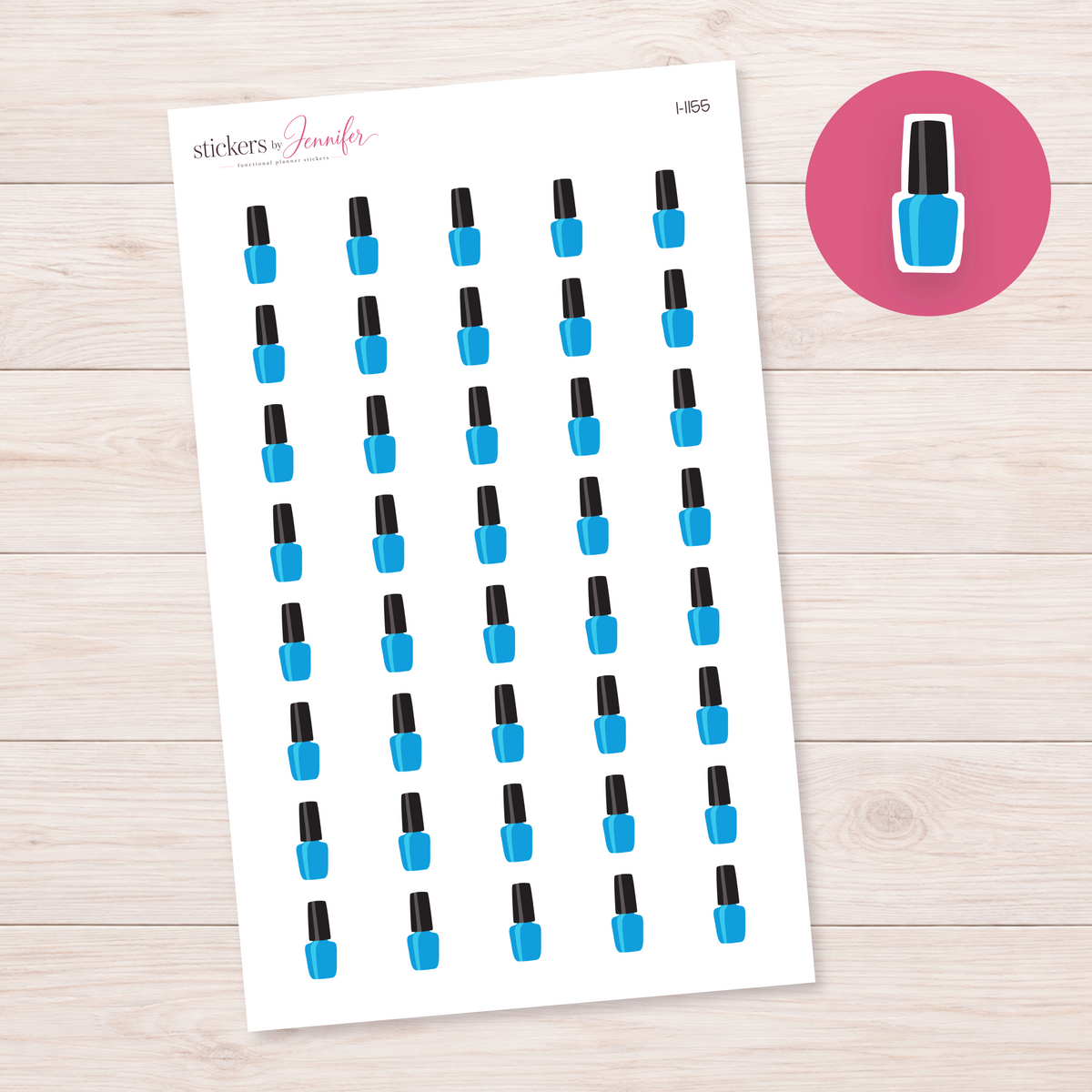 Sky Blue Nail Polish Bottle Planner Stickers | I-1155