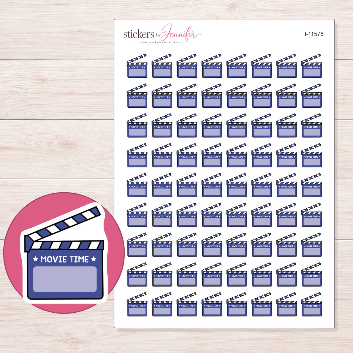 I-11578 planner sticker sheet with enlarged sticker detail