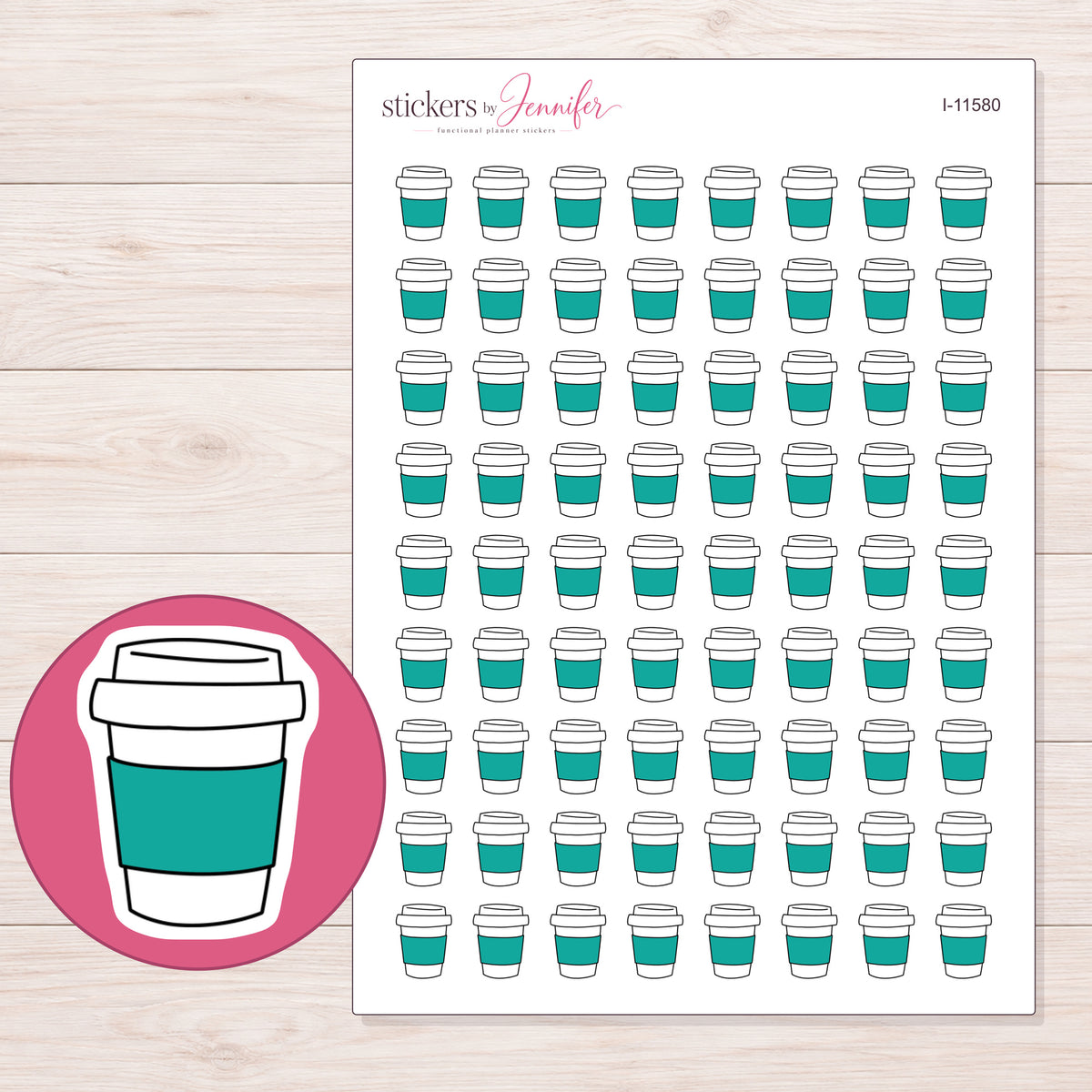 I-11580 planner sticker sheet with enlarged sticker detail
