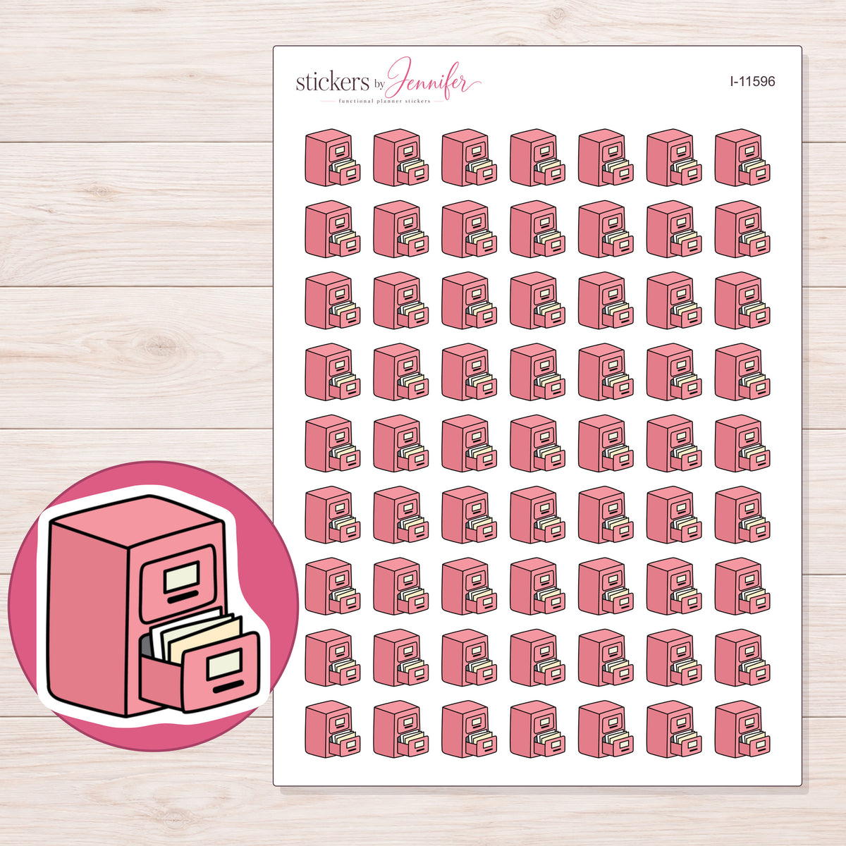 I-11596 planner sticker sheet with enlarged sticker detail