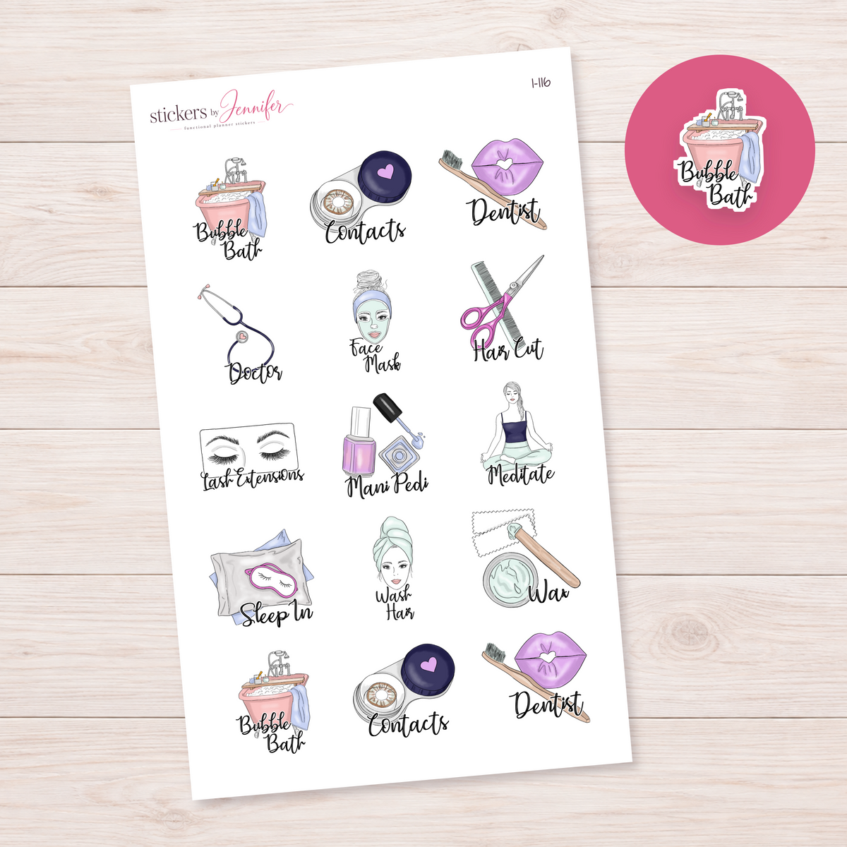 Bubble Bath Script Planner Stickers | I-116
