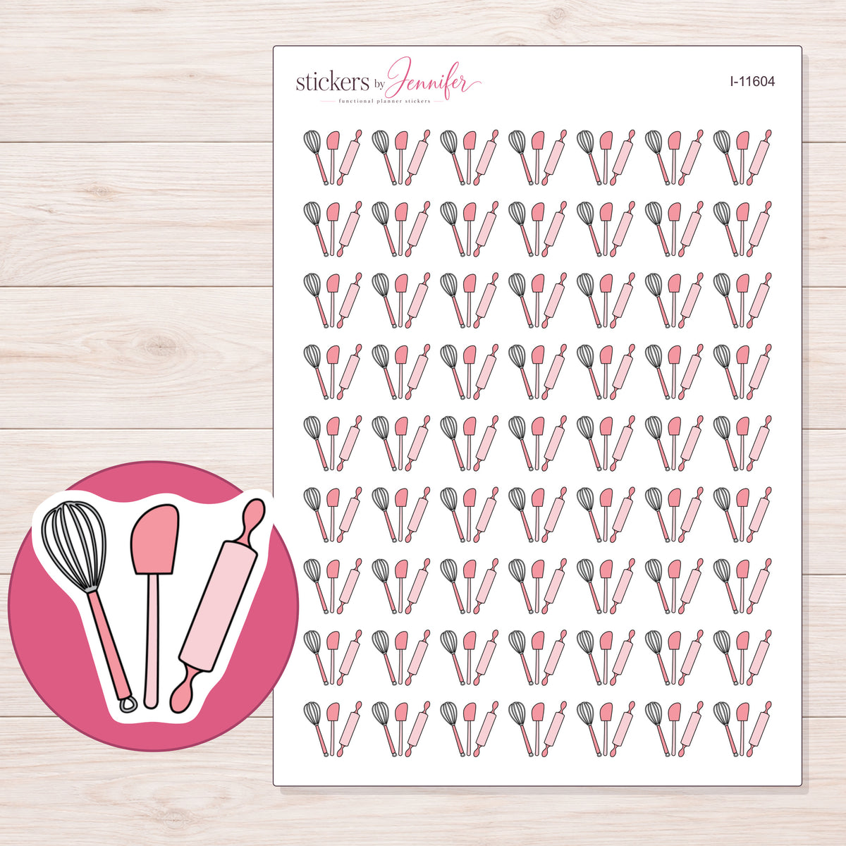 I-11604 planner sticker sheet with enlarged sticker detail