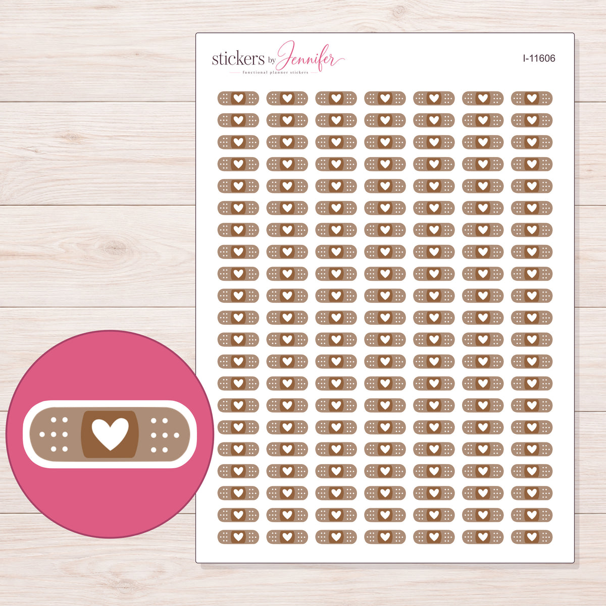 I-11606 planner sticker sheet with enlarged sticker detail