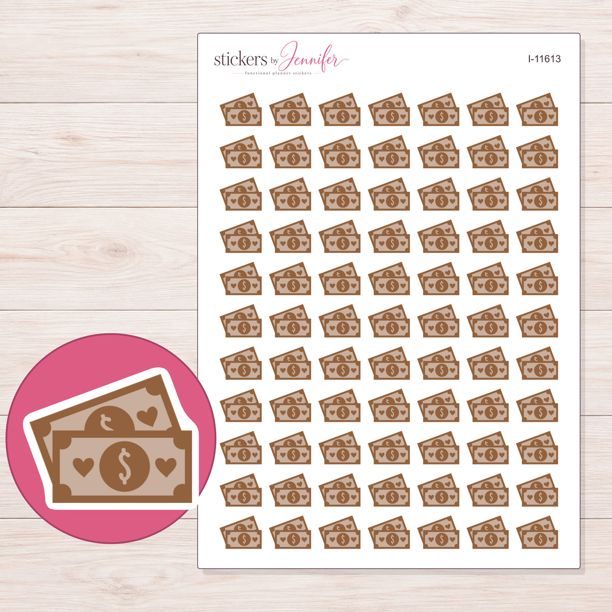 I-11613 planner sticker sheet with enlarged sticker detail
