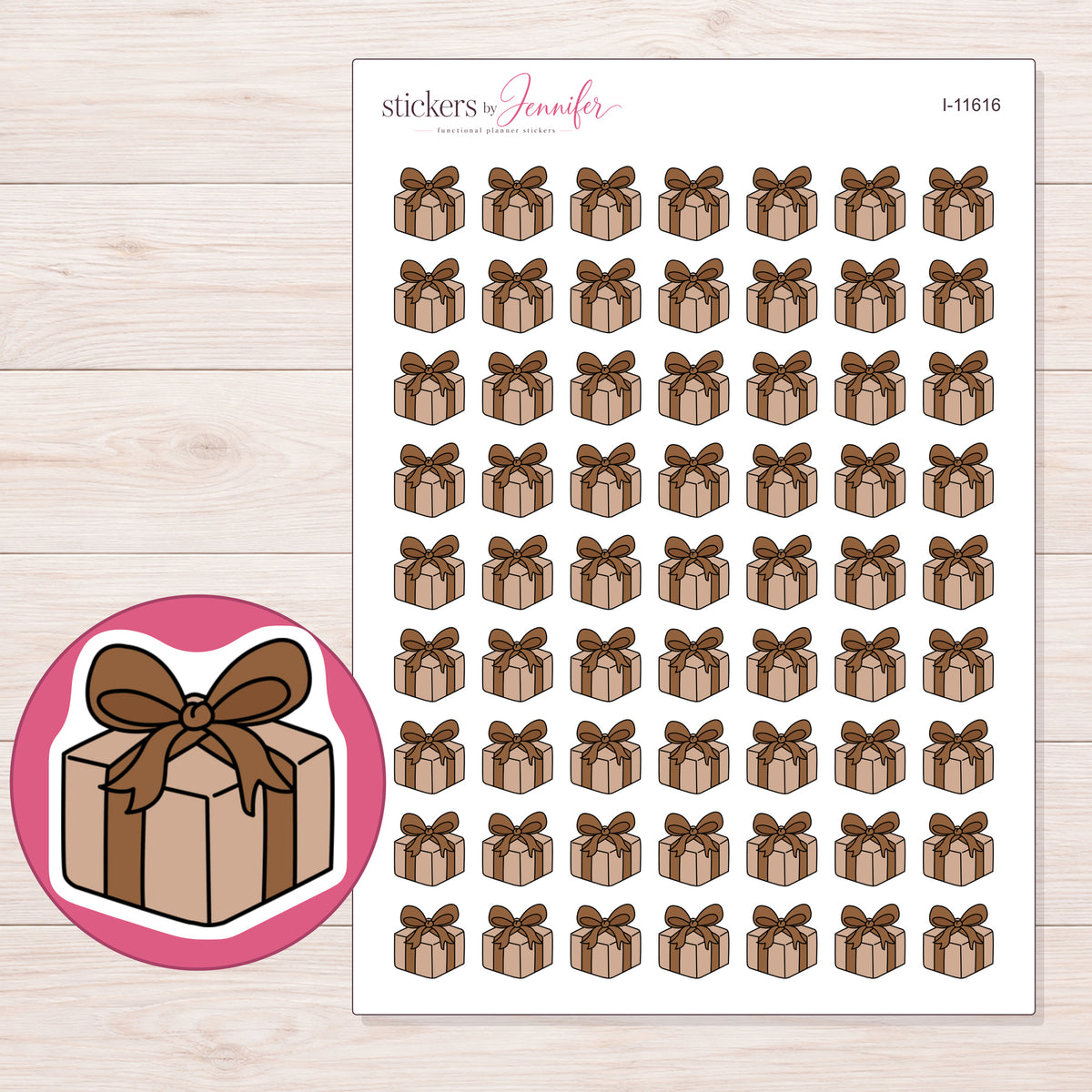 I-11616 planner sticker sheet with enlarged sticker detail