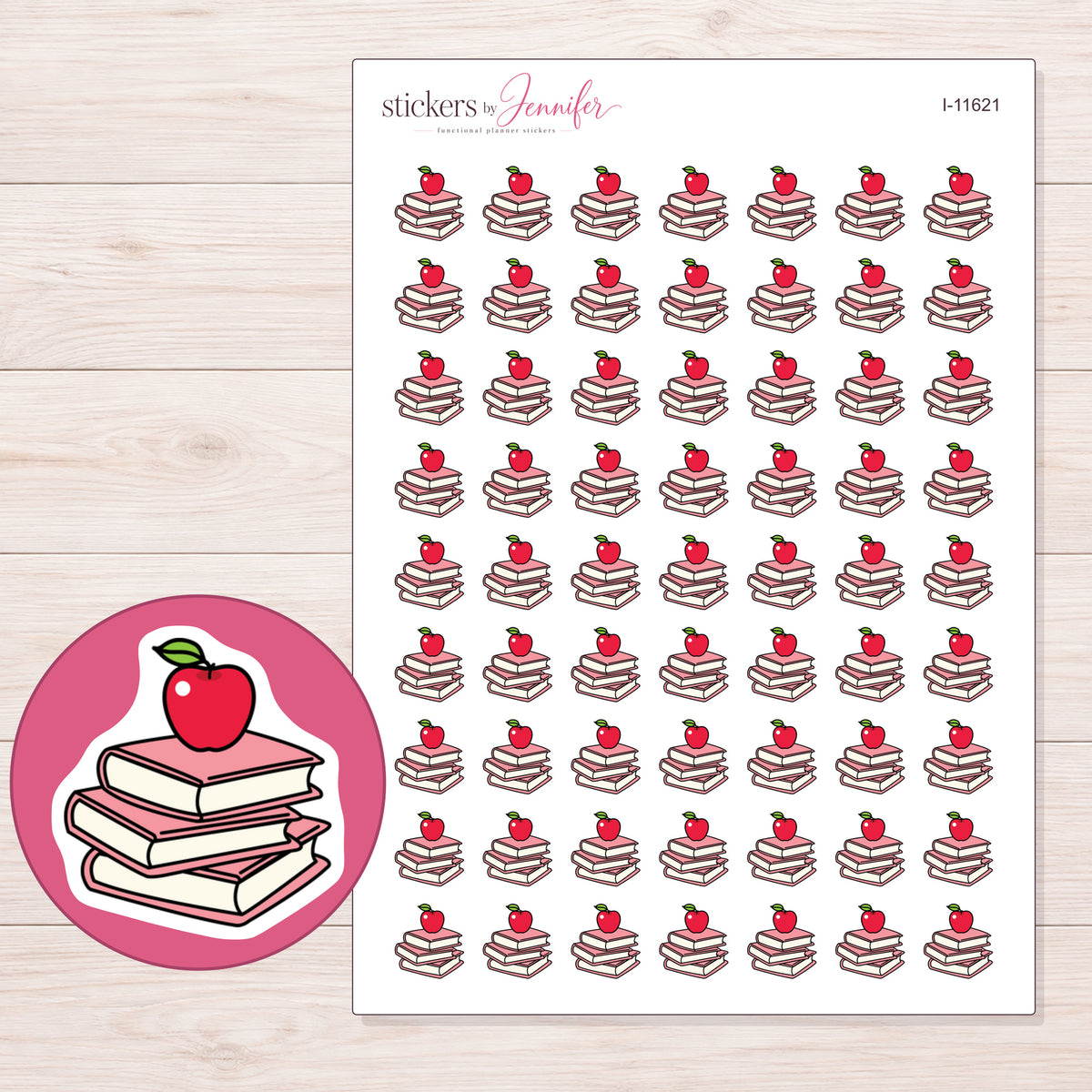 I-11621 planner sticker sheet with enlarged sticker detail