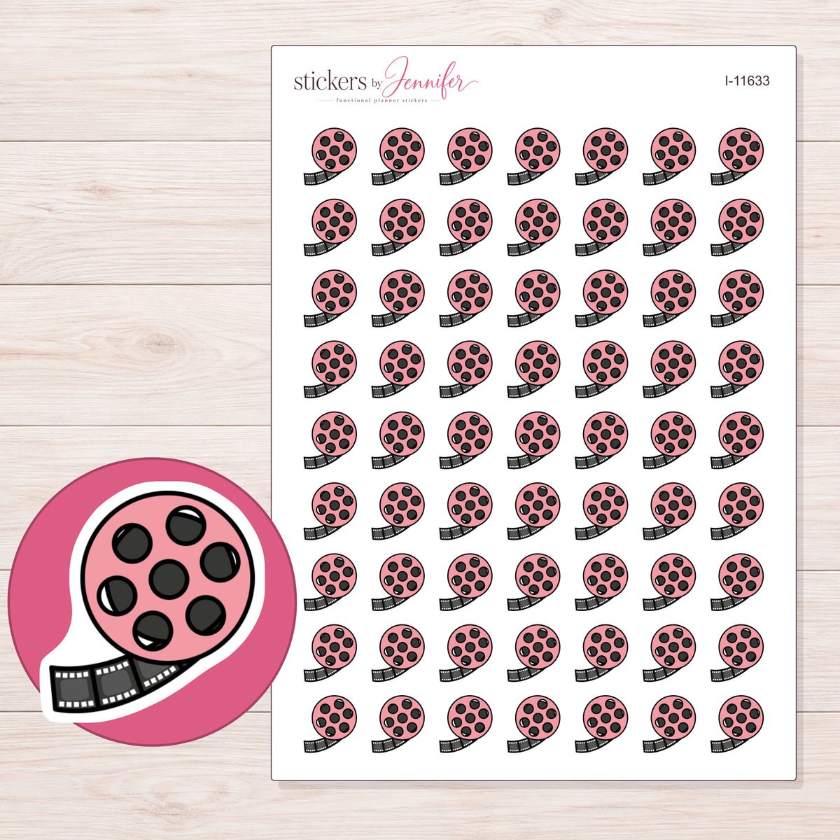 I-11633 planner sticker sheet with enlarged sticker detail