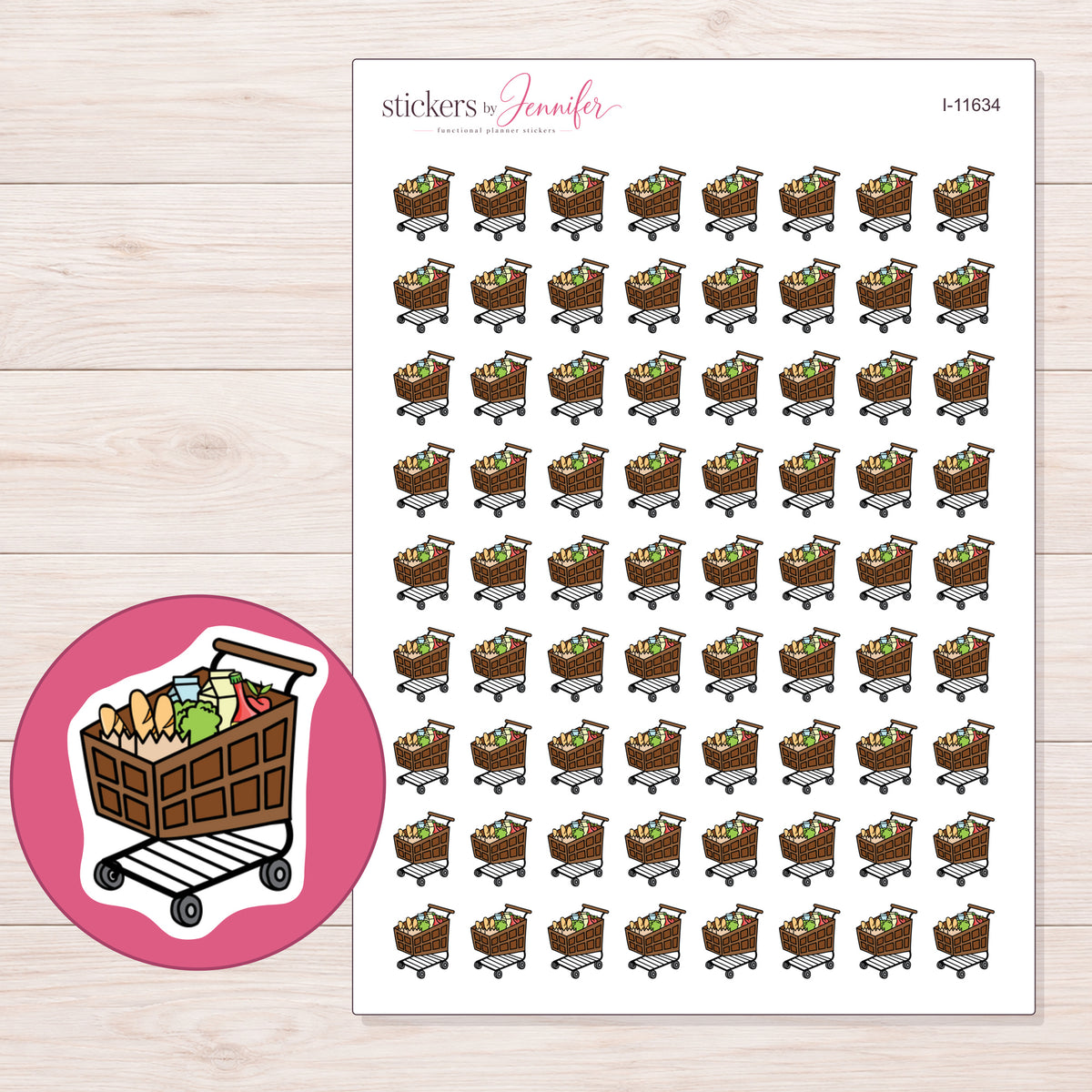 I-11634 planner sticker sheet with enlarged sticker detail