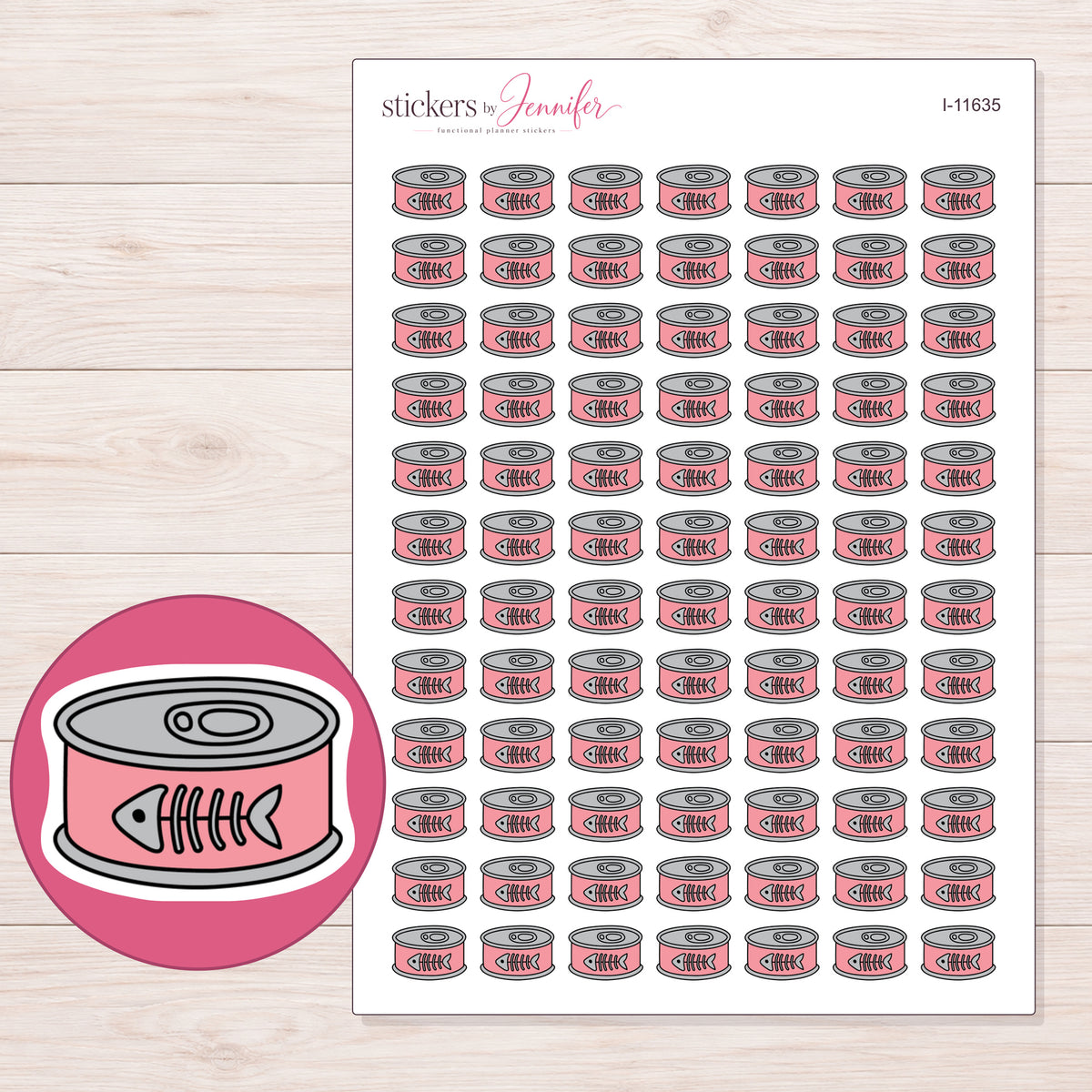I-11635 planner sticker sheet with enlarged sticker detail