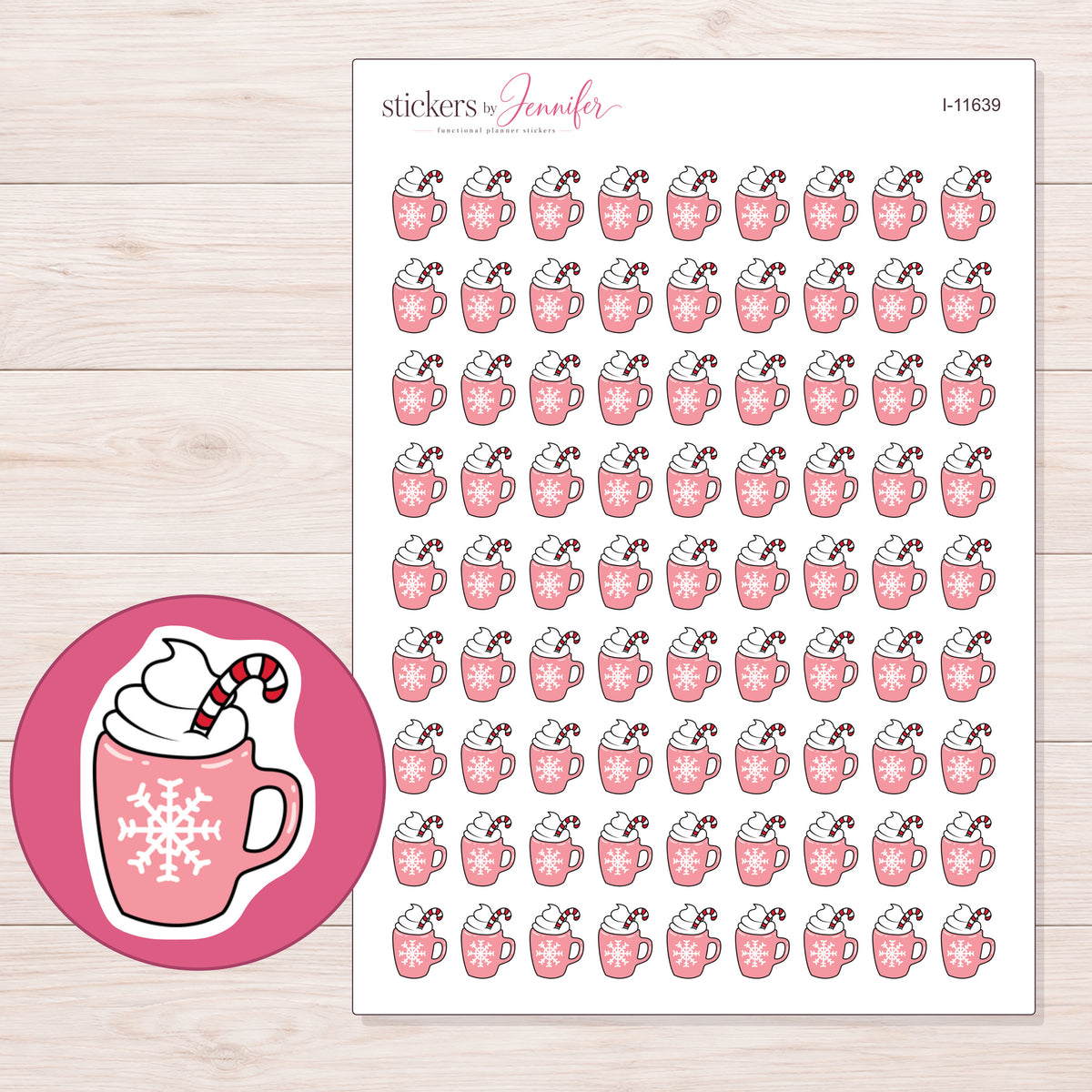 I-11639 planner sticker sheet with enlarged sticker detail