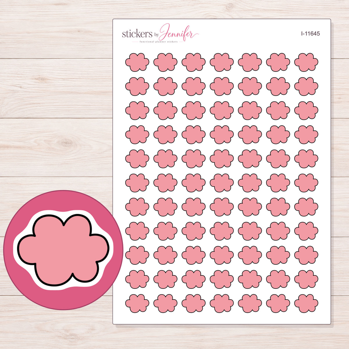 I-11645 planner sticker sheet with enlarged sticker detail