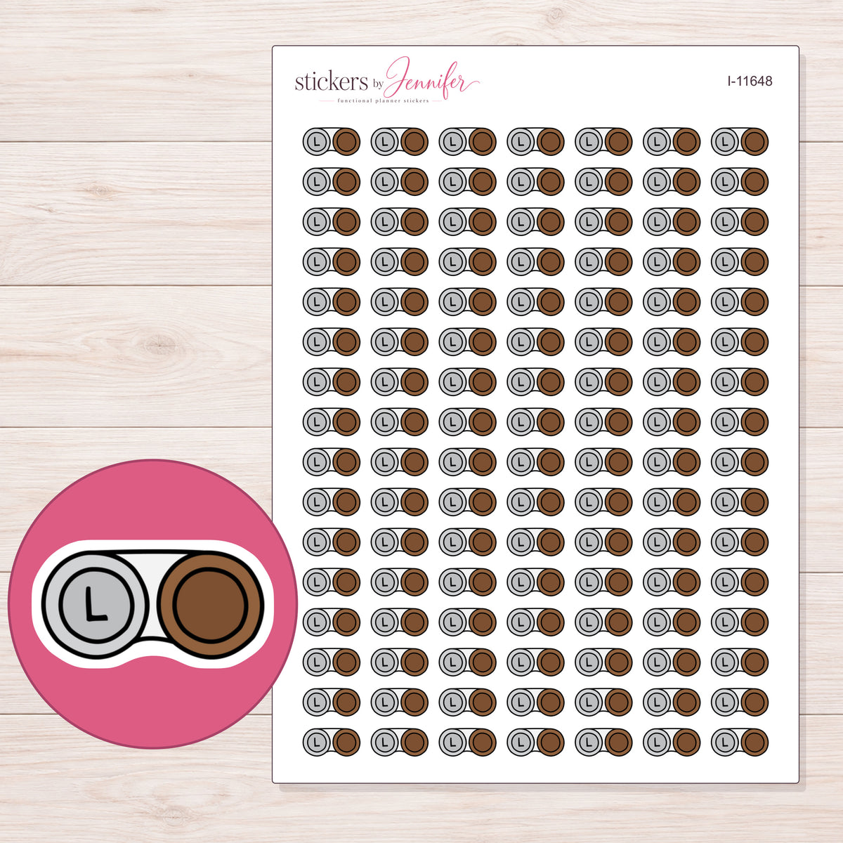 I-11648 planner sticker sheet with enlarged sticker detail