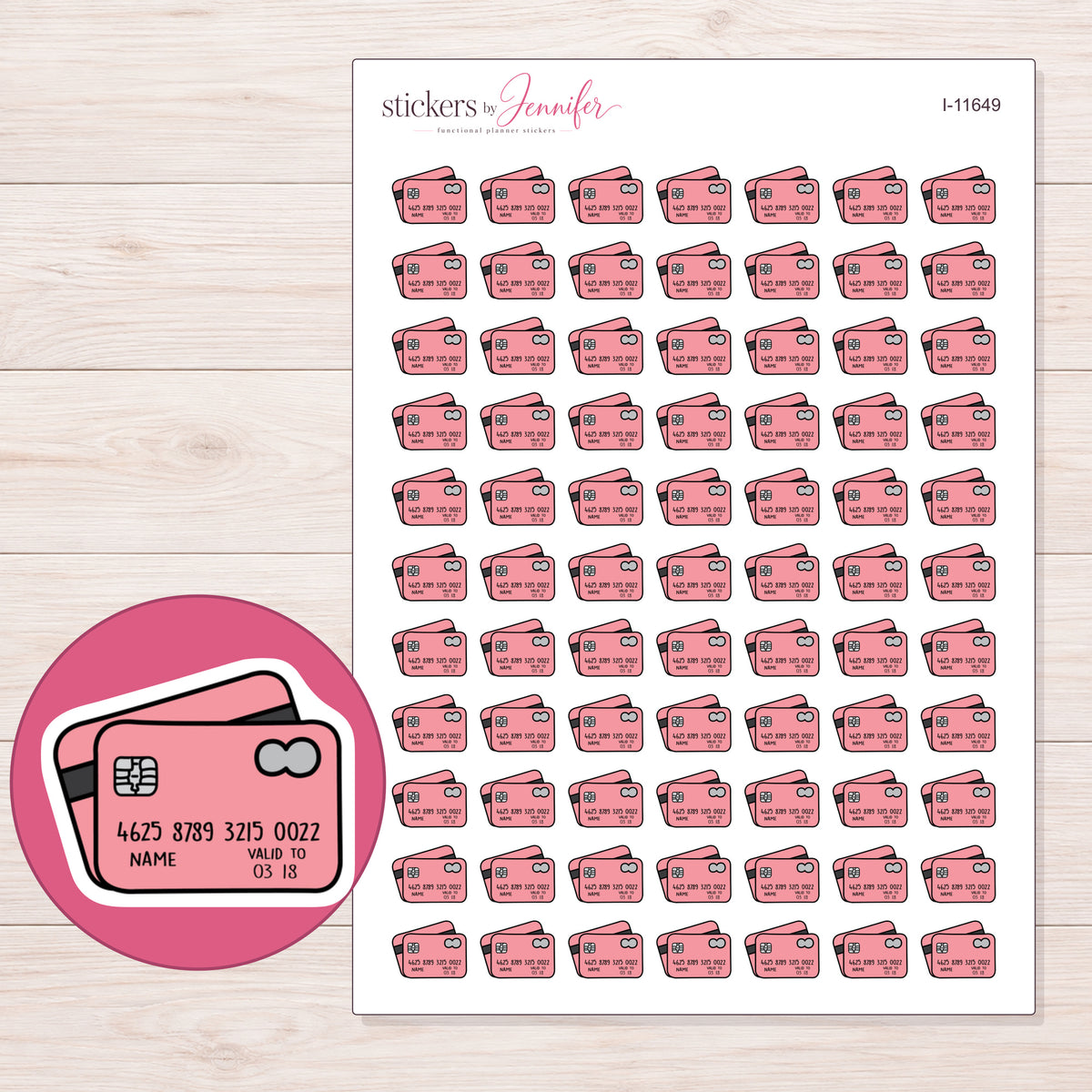 I-11649 planner sticker sheet with enlarged sticker detail