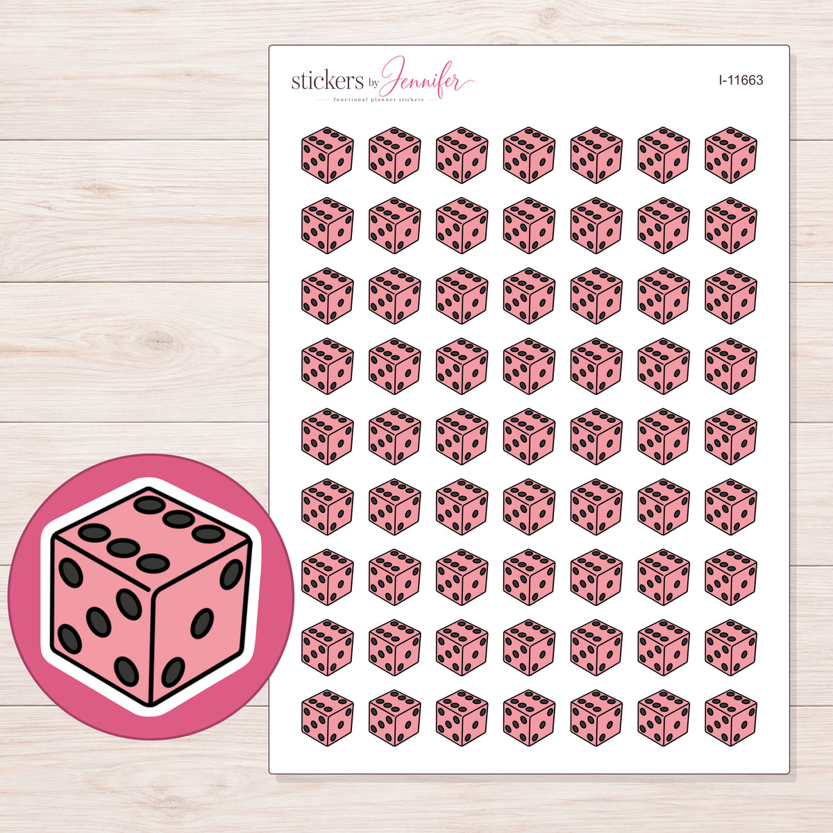 I-11663 planner sticker sheet with enlarged sticker detail