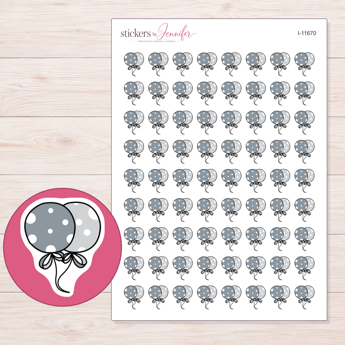 I-11670 planner sticker sheet with enlarged sticker detail