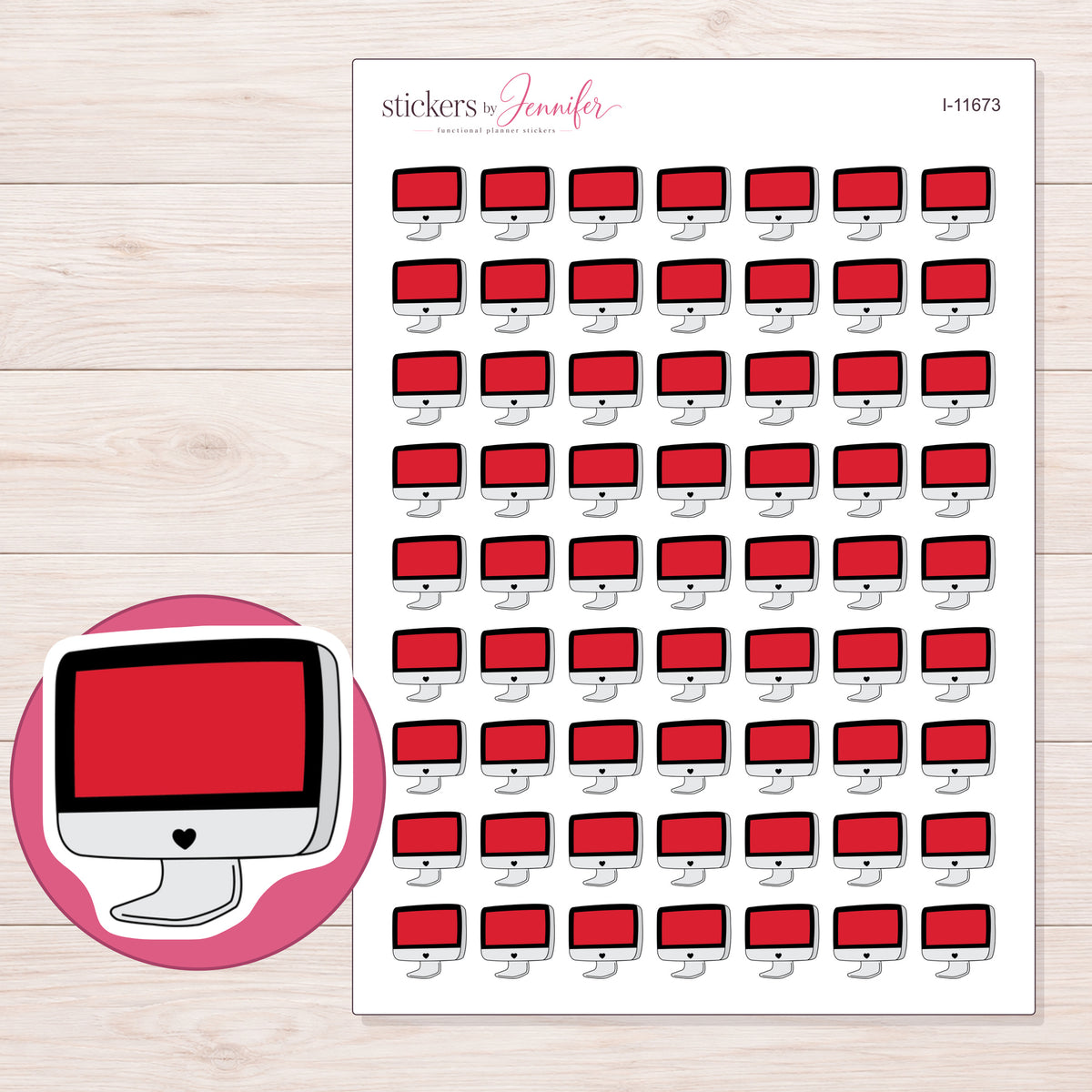 I-11673 planner sticker sheet with enlarged sticker detail