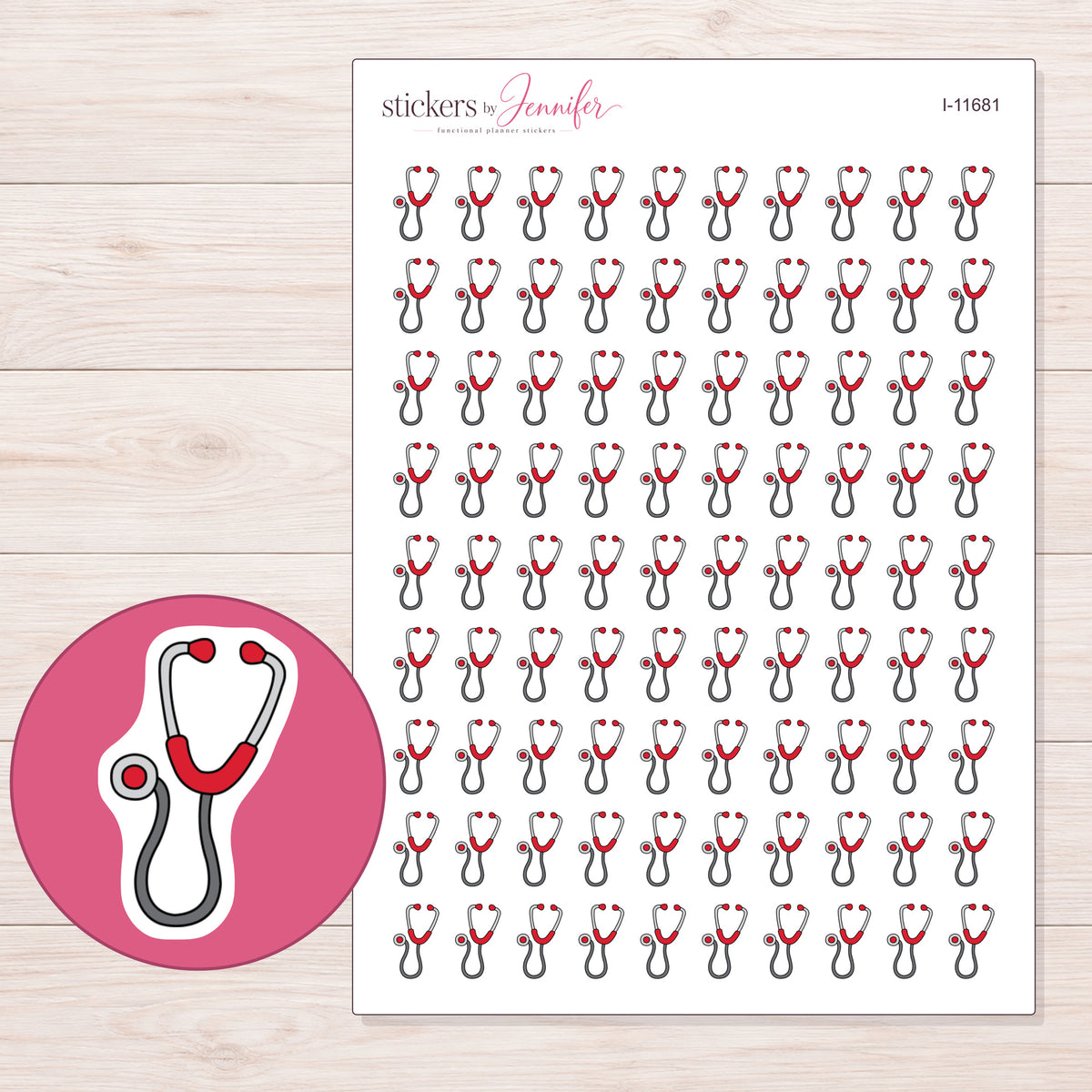 I-11681 planner sticker sheet with enlarged sticker detail