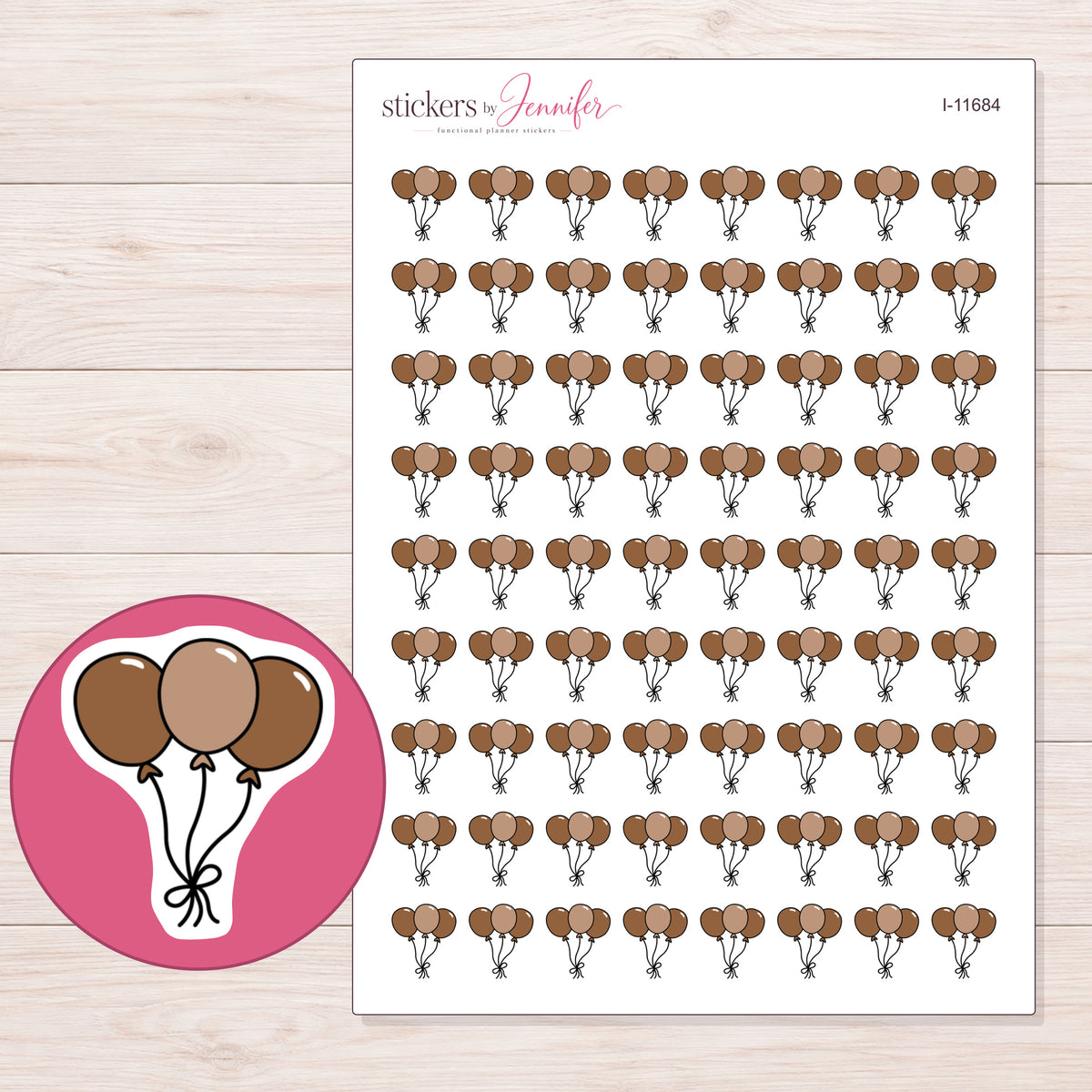 I-11684 planner sticker sheet with enlarged sticker detail