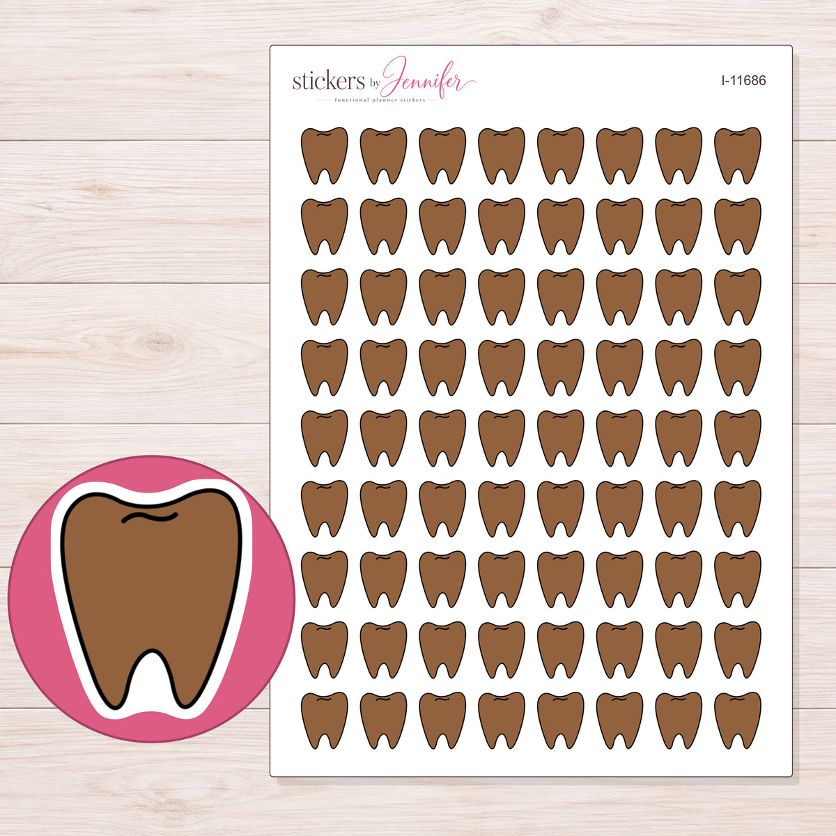 I-11686 planner sticker sheet with enlarged sticker detail