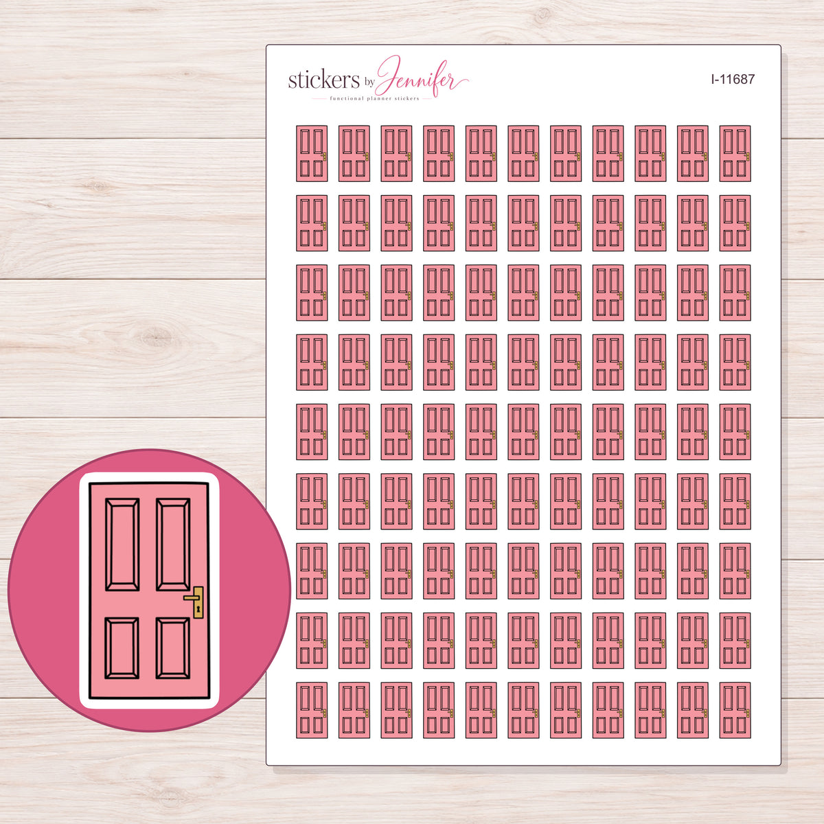 I-11687 planner sticker sheet with enlarged sticker detail