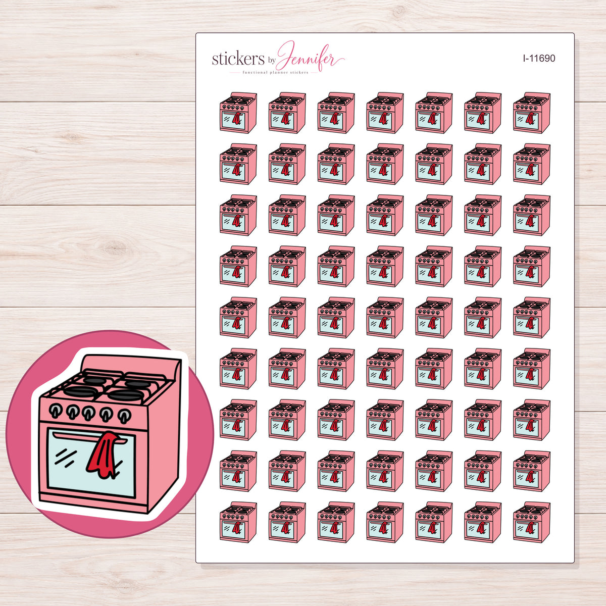 I-11690 planner sticker sheet with enlarged sticker detail