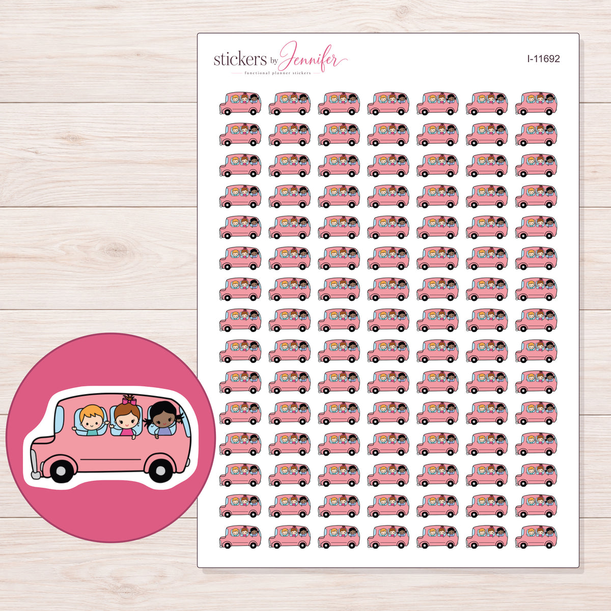 I-11692 planner sticker sheet with enlarged sticker detail
