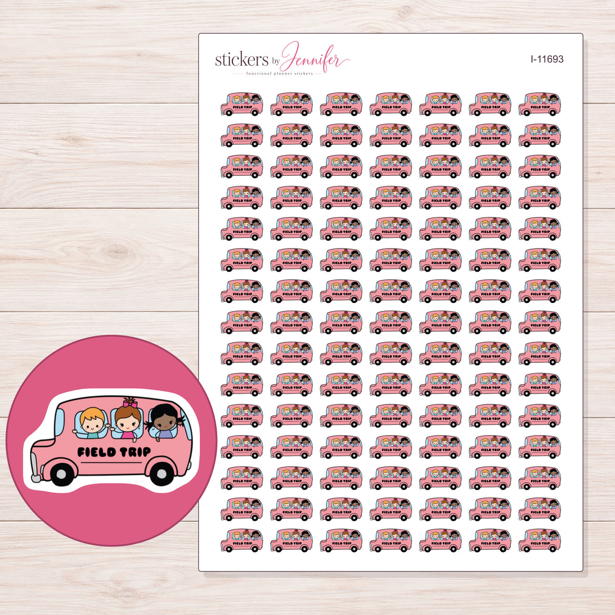 I-11693 planner sticker sheet with enlarged sticker detail