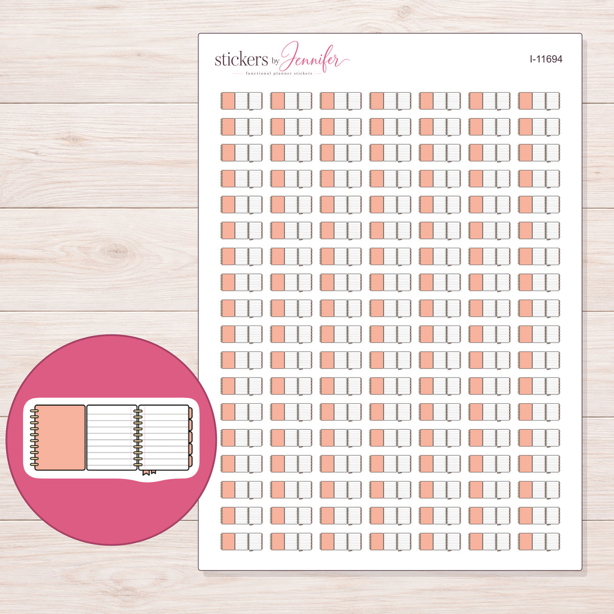 I-11694 planner sticker sheet with enlarged sticker detail
