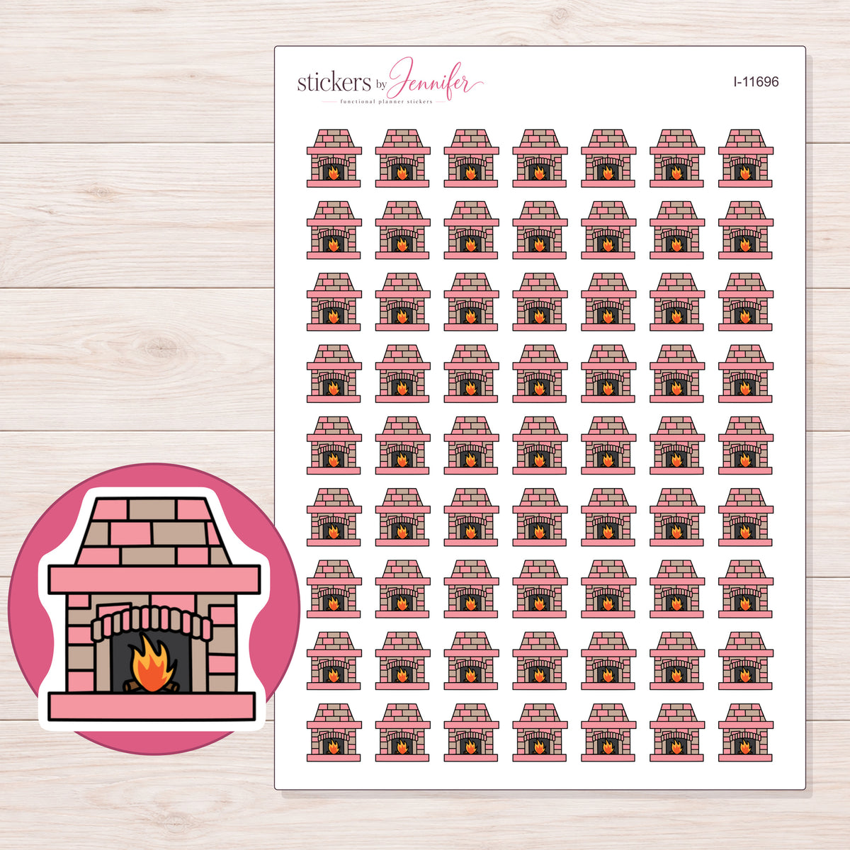 I-11696 planner sticker sheet with enlarged sticker detail