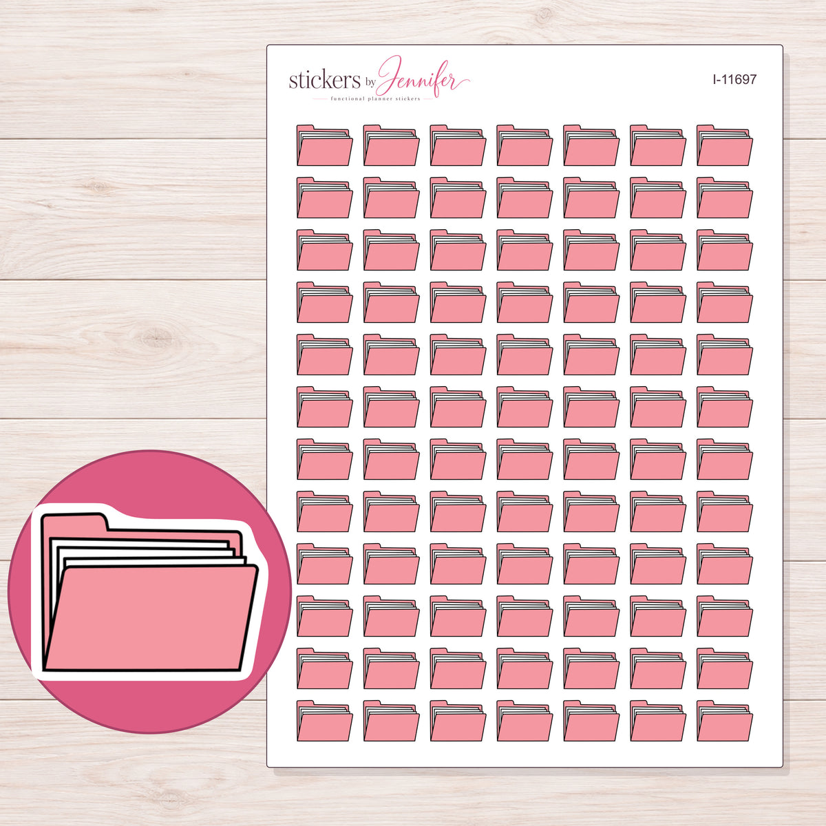 I-11697 planner sticker sheet with enlarged sticker detail