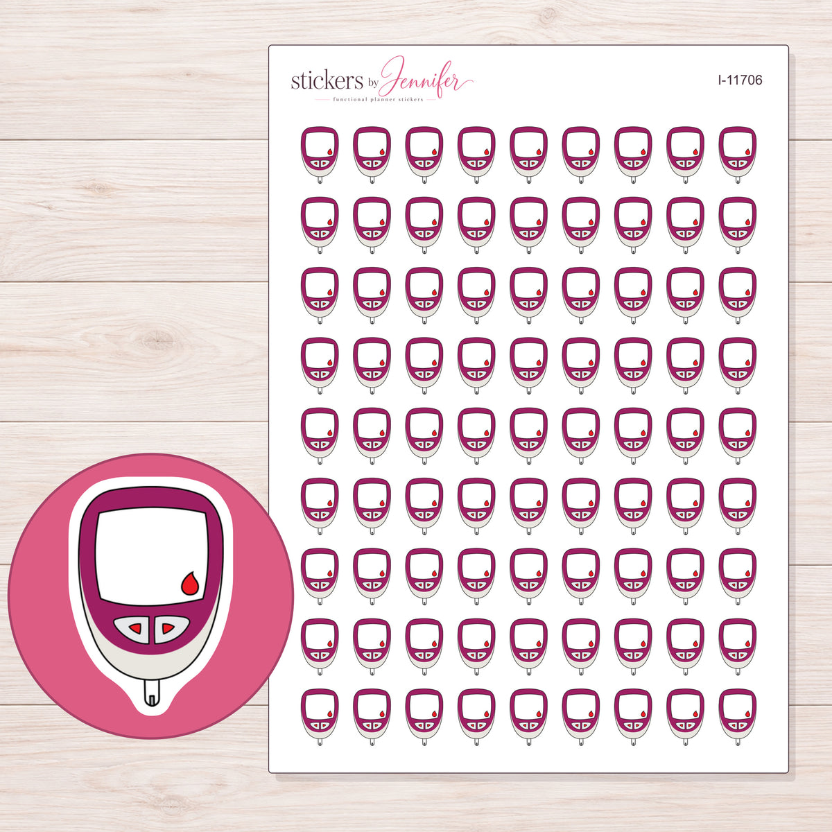 I-11706 planner sticker sheet with enlarged sticker detail