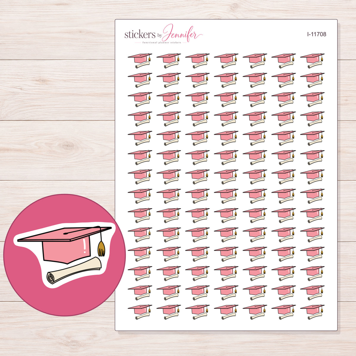 I-11708 planner sticker sheet with enlarged sticker detail