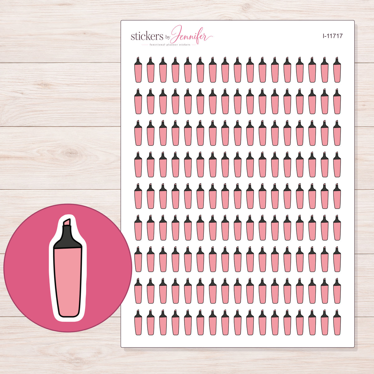 I-11717 planner sticker sheet with enlarged sticker detail