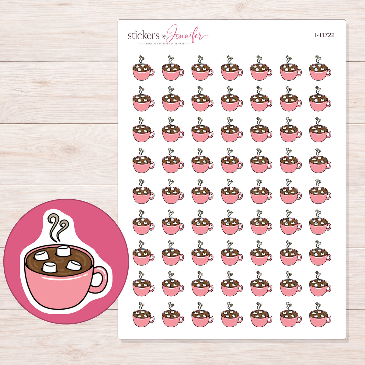 I-11722 planner sticker sheet with enlarged sticker detail