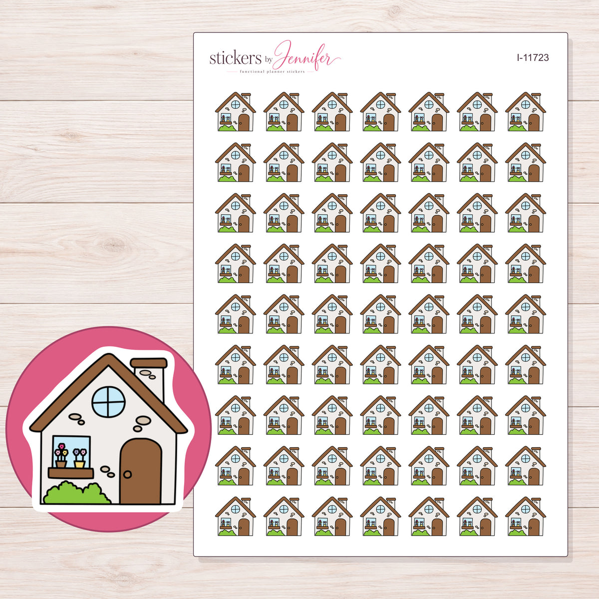 I-11723 planner sticker sheet with enlarged sticker detail