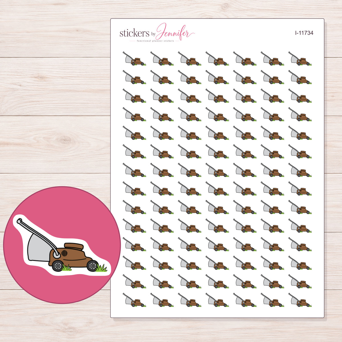 I-11734 planner sticker sheet with enlarged sticker detail