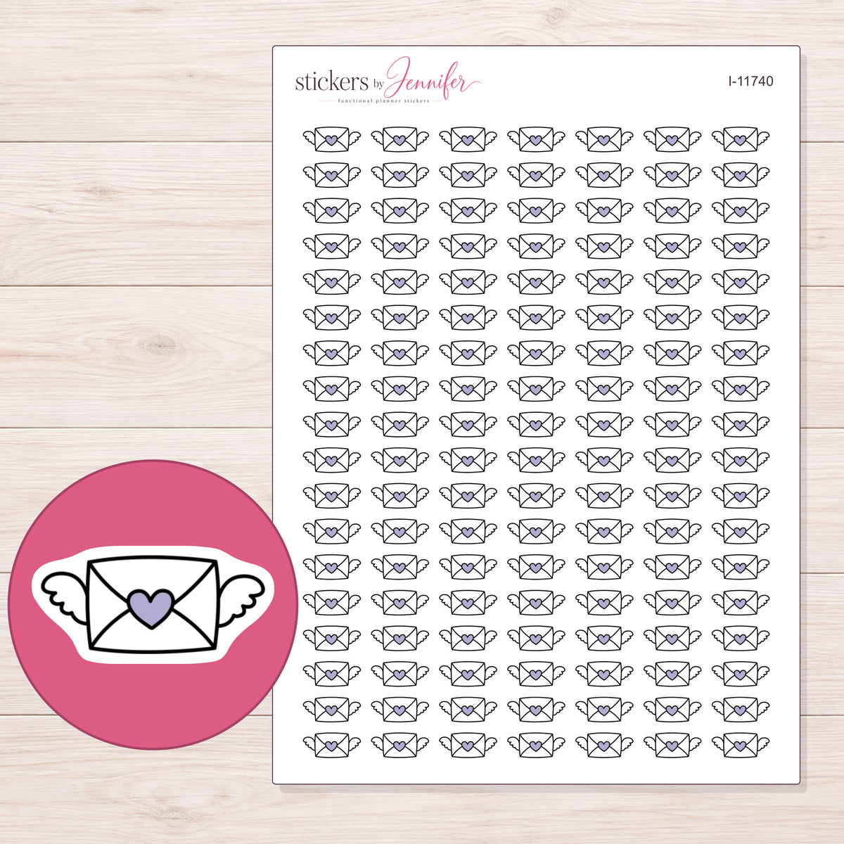 I-11740 planner sticker sheet with enlarged sticker detail