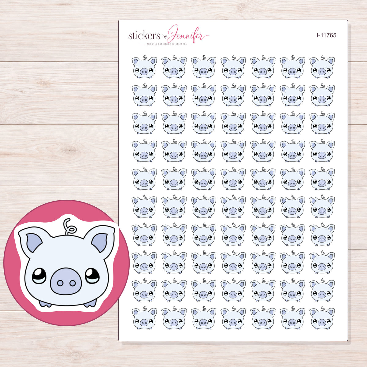 I-11765 planner sticker sheet with enlarged sticker detail