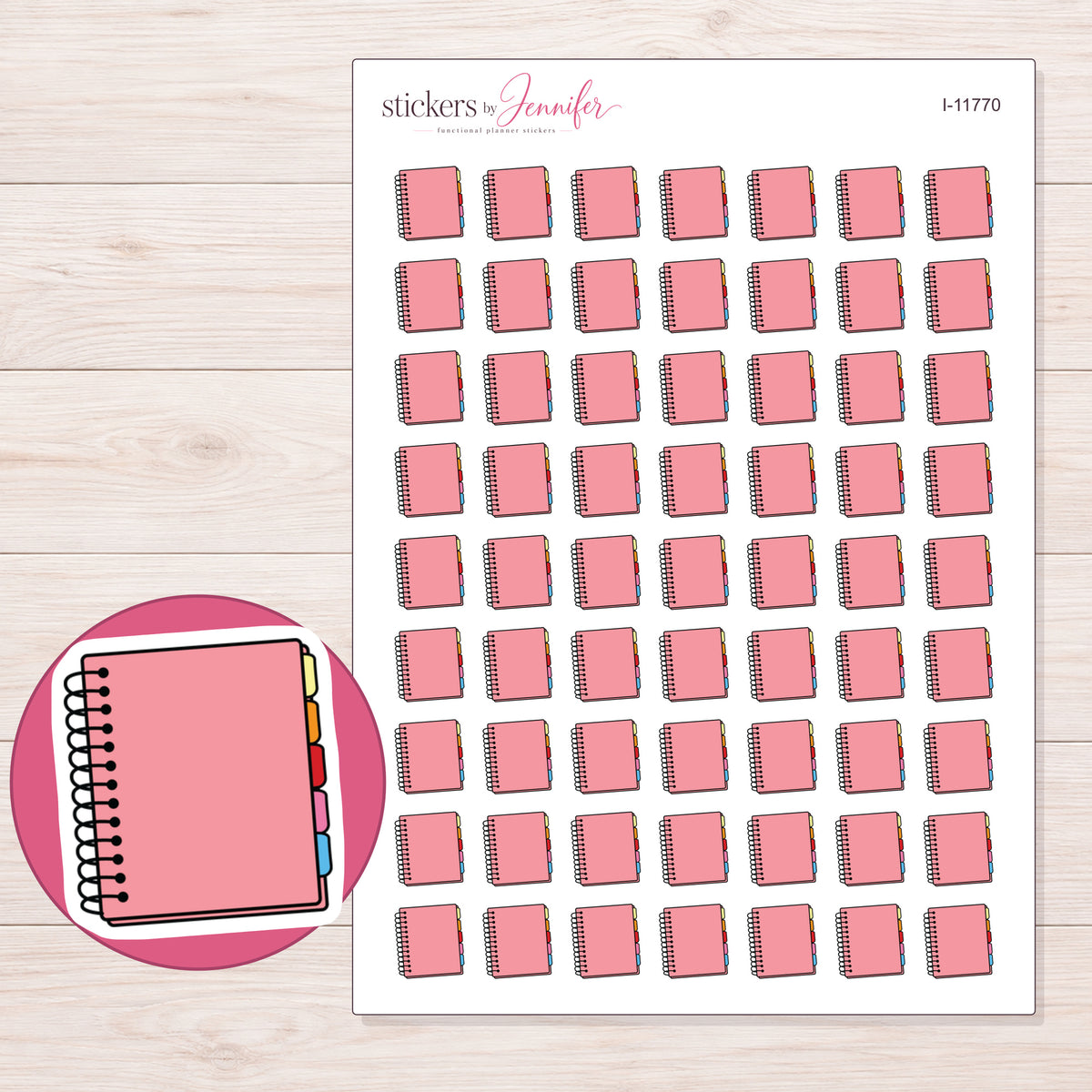 I-11770 planner sticker sheet with enlarged sticker detail