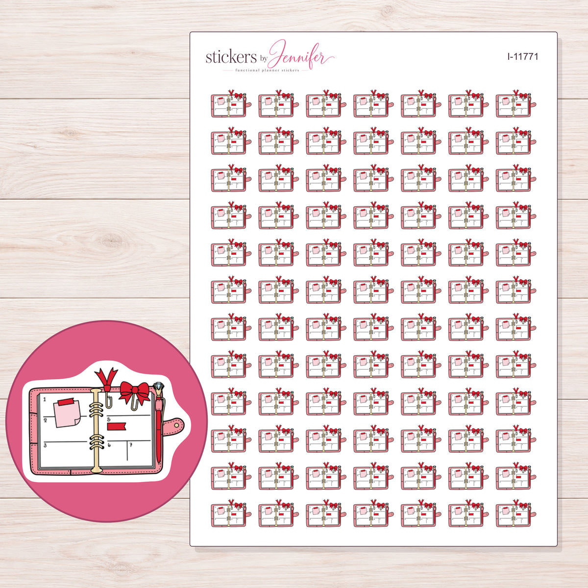 I-11771 planner sticker sheet with enlarged sticker detail
