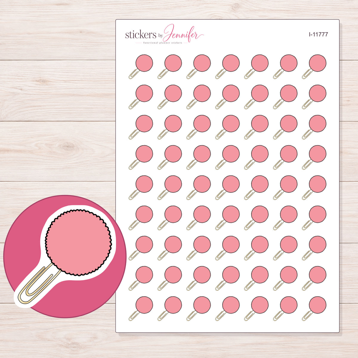 I-11777 planner sticker sheet with enlarged sticker detail