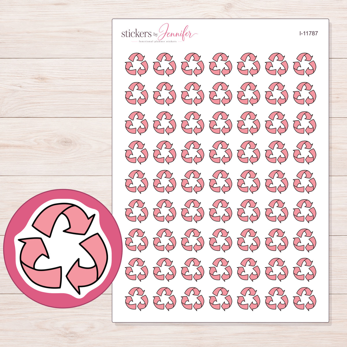 I-11787 planner sticker sheet with enlarged sticker detail