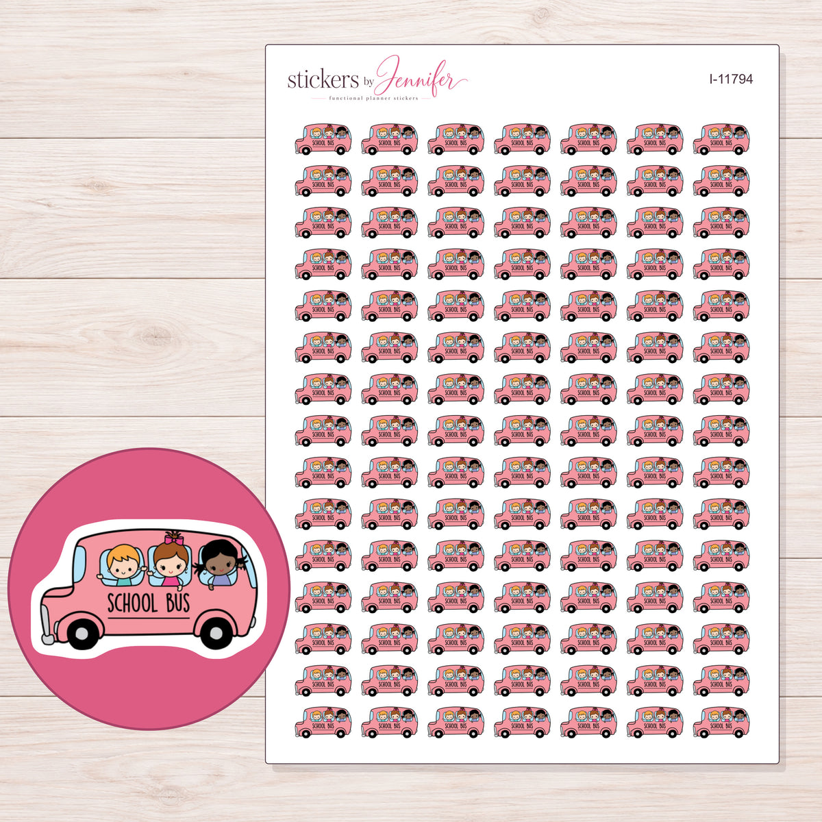 I-11794 planner sticker sheet with enlarged sticker detail