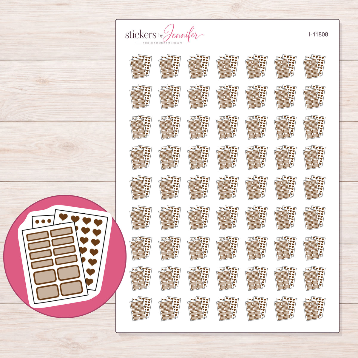 I-11808 planner sticker sheet with enlarged sticker detail