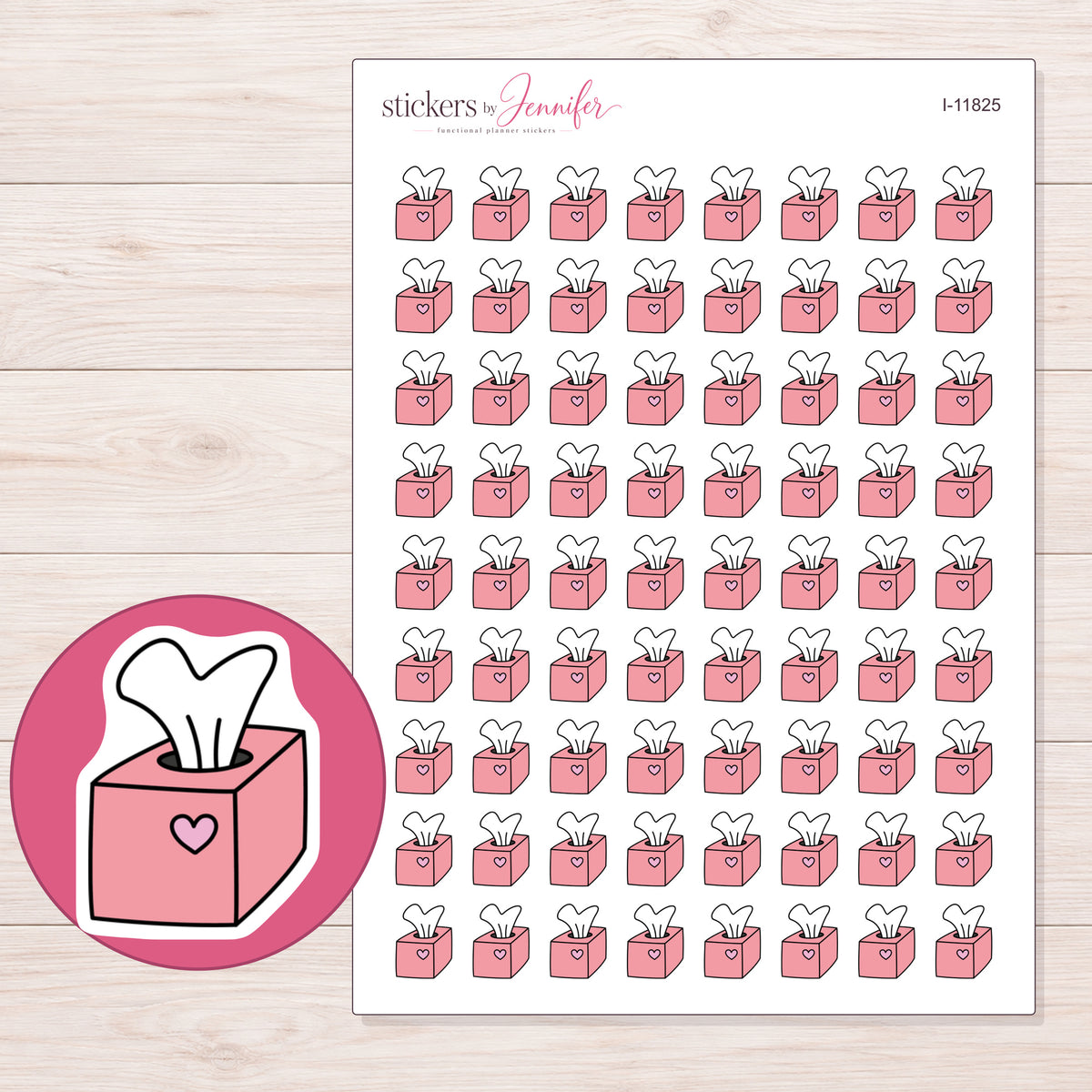 I-11825 planner sticker sheet with enlarged sticker detail