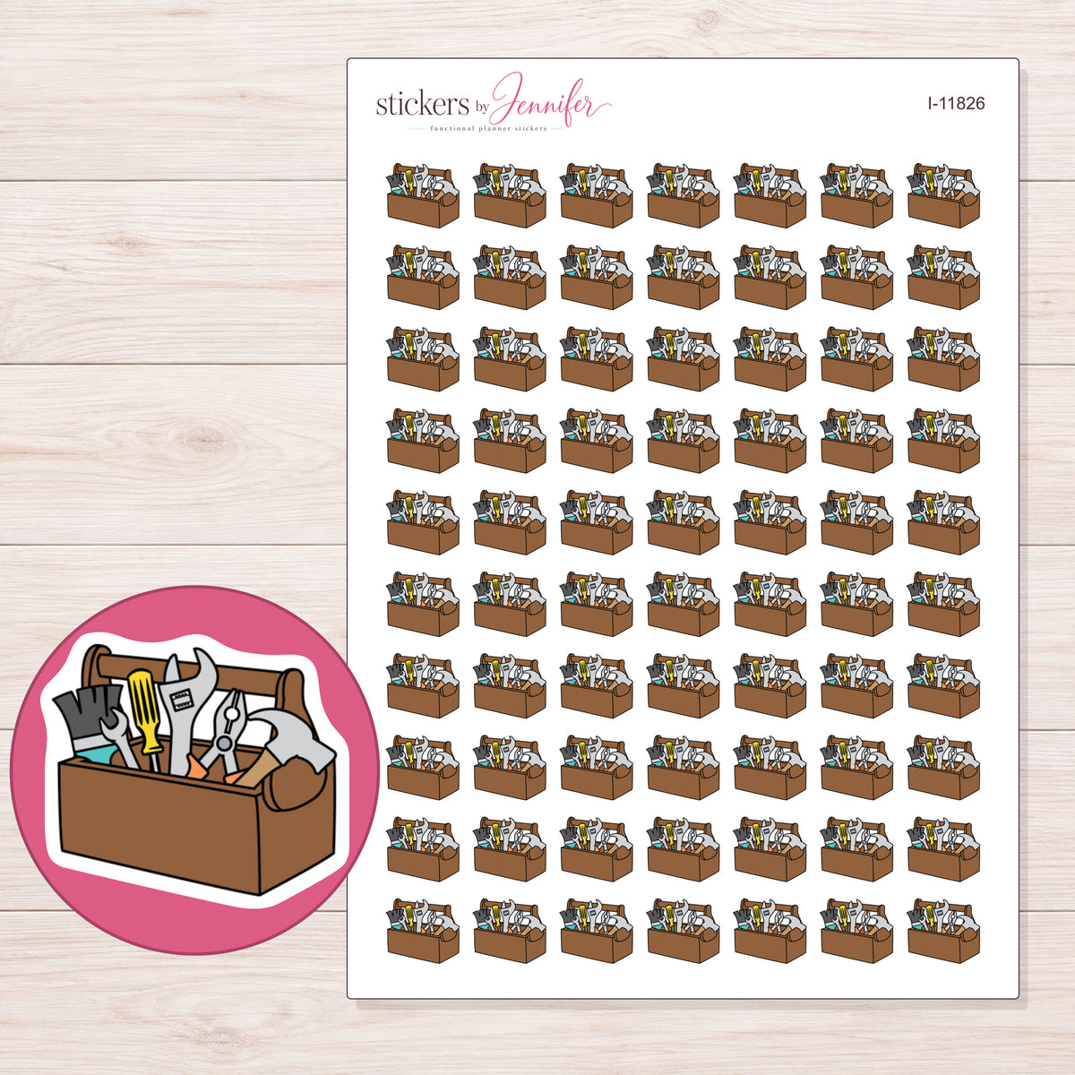 I-11826 planner sticker sheet with enlarged sticker detail