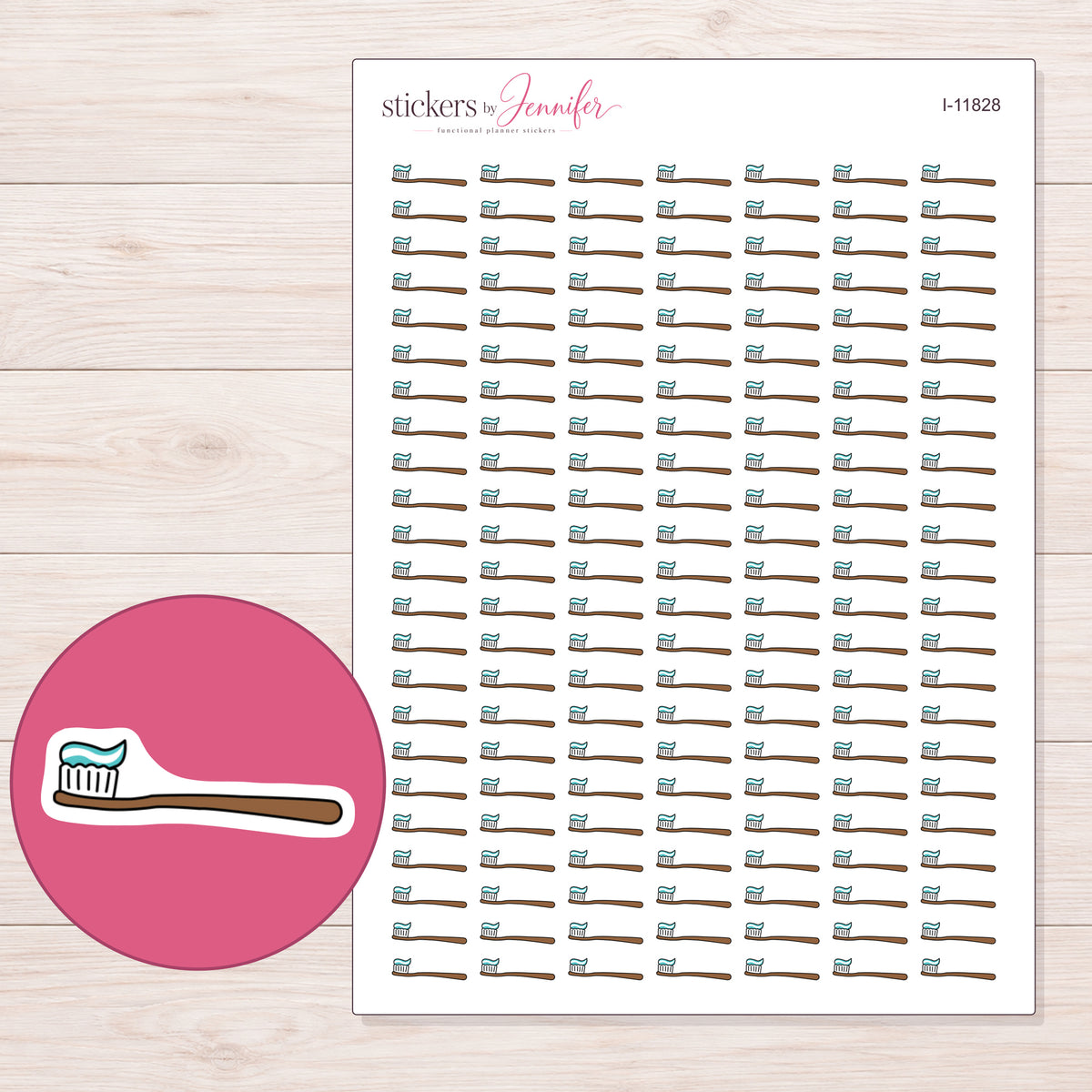 I-11828 planner sticker sheet with enlarged sticker detail